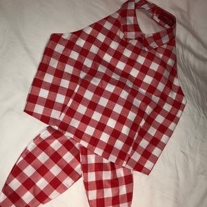 AKIRA gingham cropped halter top